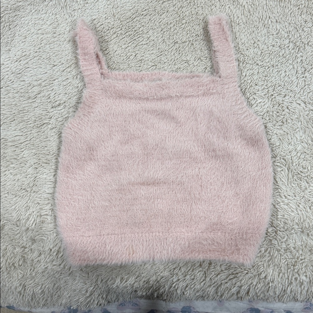 Women's Pink Fuzzy Tank Top